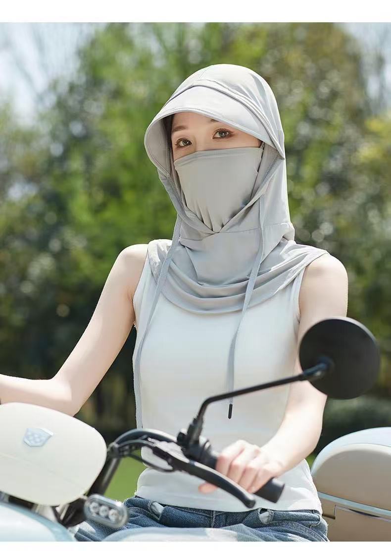 2025 New Sun Protection Mask for Women, Ice Silk Breathable Anti-Uv Neck Protection Mask, Full Face Coverage, Sports Style