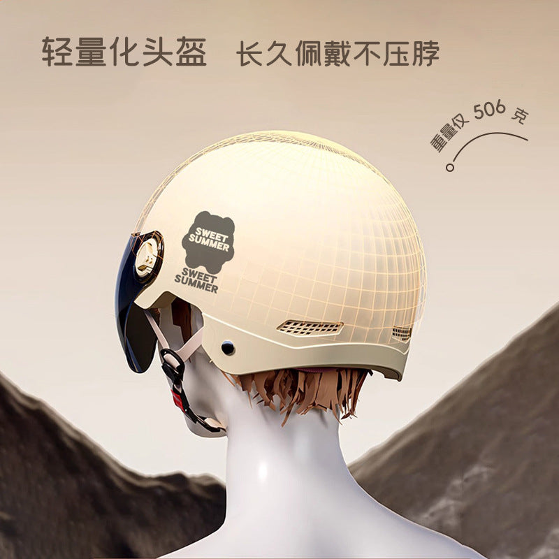 Factory 3C certification battery electric car helmet men's and women's four seasons universal helmet summer sunscreen breathable half helmet