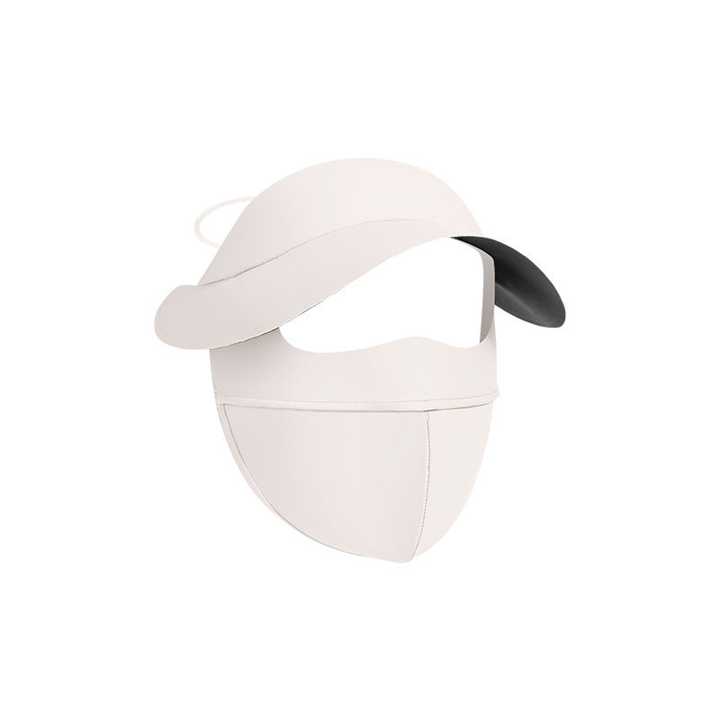 Summer Uv Protection Sunscreen Mask Facekini for Women, Full-Face Sunshade Breathable Black Rubber Brim Contouring Sunscreen Mask