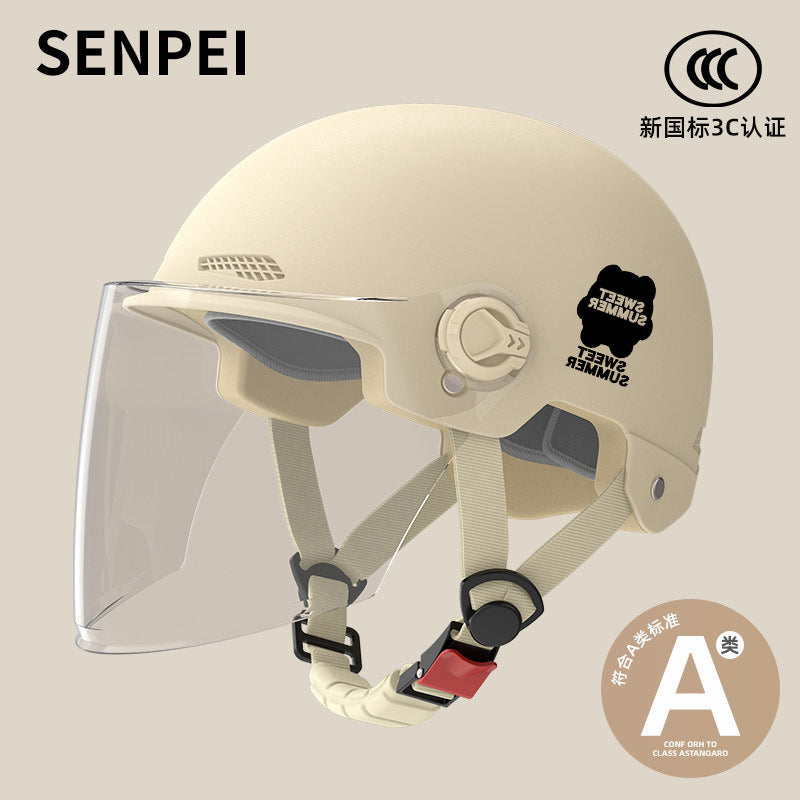 Factory 3C certification battery electric car helmet men's and women's four seasons universal helmet summer sunscreen breathable half helmet