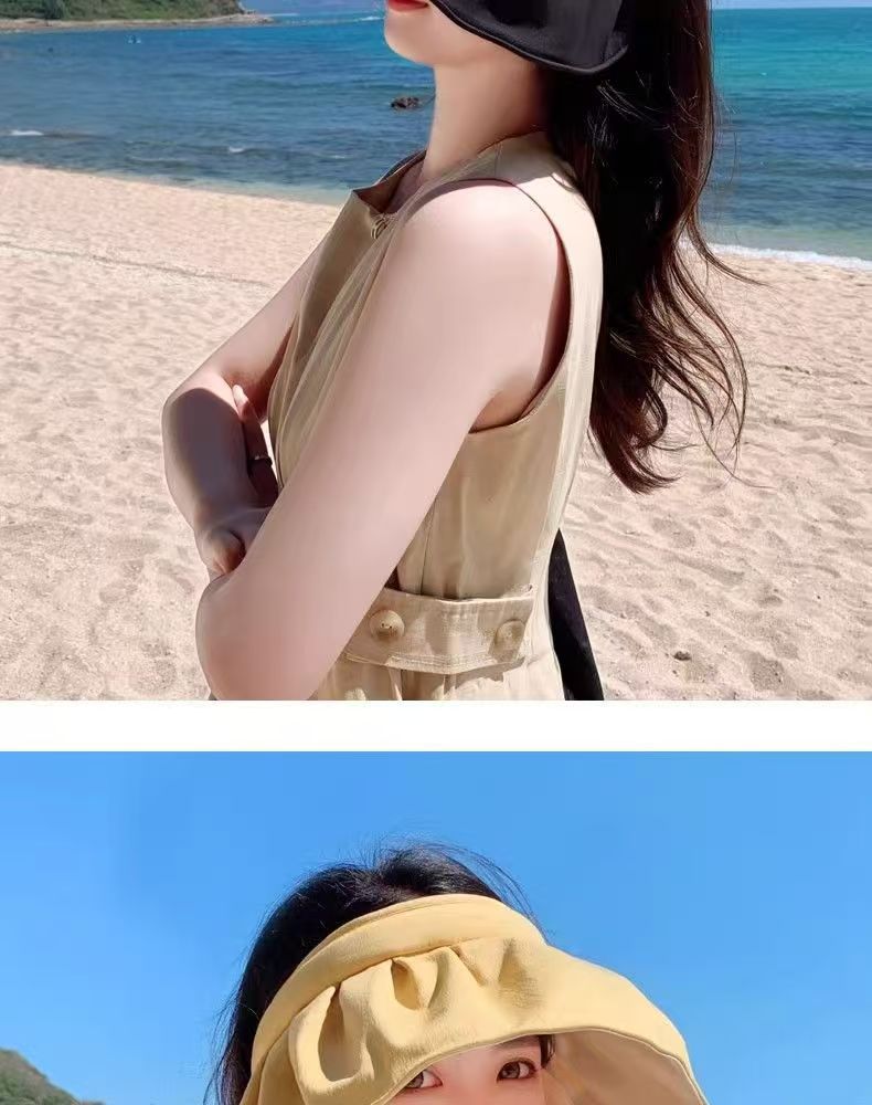 Shell Cap Summer Outdoor Sunscreen Black Rubber Anti-ultraviolet Sun Hat New Women's Hair Band Dual-purpose Sun Hat