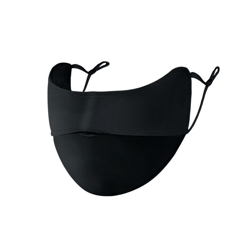 Summer Uv Protection Sunscreen Mask Facekini for Women, Full-Face Sunshade Breathable Black Rubber Brim Contouring Sunscreen Mask