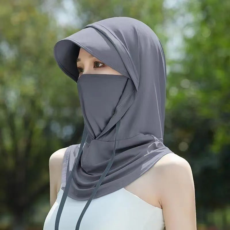 2025 New Sun Protection Mask for Women, Ice Silk Breathable Anti-Uv Neck Protection Mask, Full Face Coverage, Sports Style