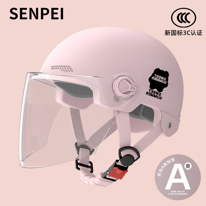 Factory 3C certification battery electric car helmet men's and women's four seasons universal helmet summer sunscreen breathable half helmet