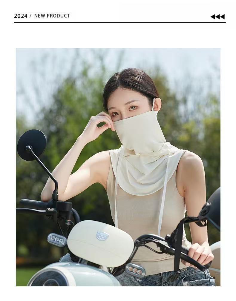 2025 New Sun Protection Mask for Women, Ice Silk Breathable Anti-Uv Neck Protection Mask, Full Face Coverage, Sports Style