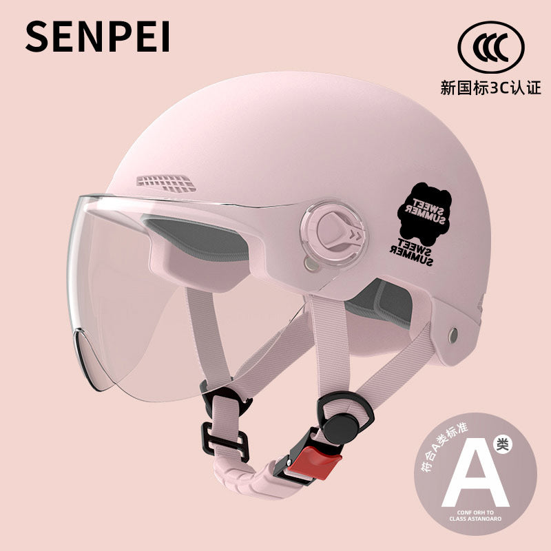 Factory 3C certification battery electric car helmet men's and women's four seasons universal helmet summer sunscreen breathable half helmet