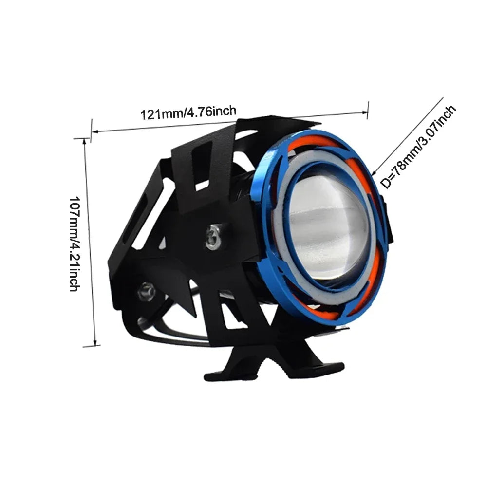 Motorcycle Headlight Fog Lights Super Bright Abgle Eyes Additional Spotlights U7 LED Driving Fog Spot Light with Switch 12V