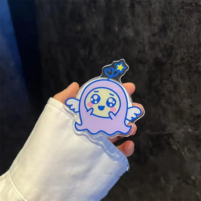 Tamagotchi Stili Şeffaf Manyetik Telefon Tutucu - Katlanabilir PVC Masa Standı