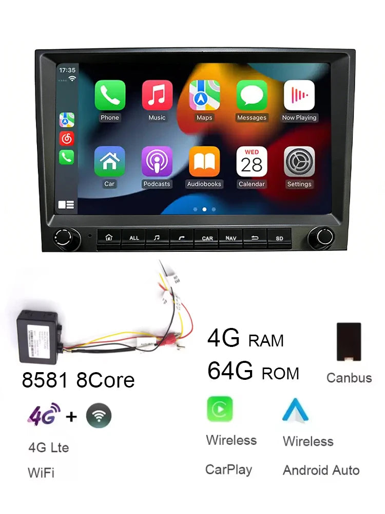 Car radio For Porsche 911 997 987 Cayman Boxster 720P CarPlay 8" gray Android 14.0 Car player  8GB multimedia GPS car stereo