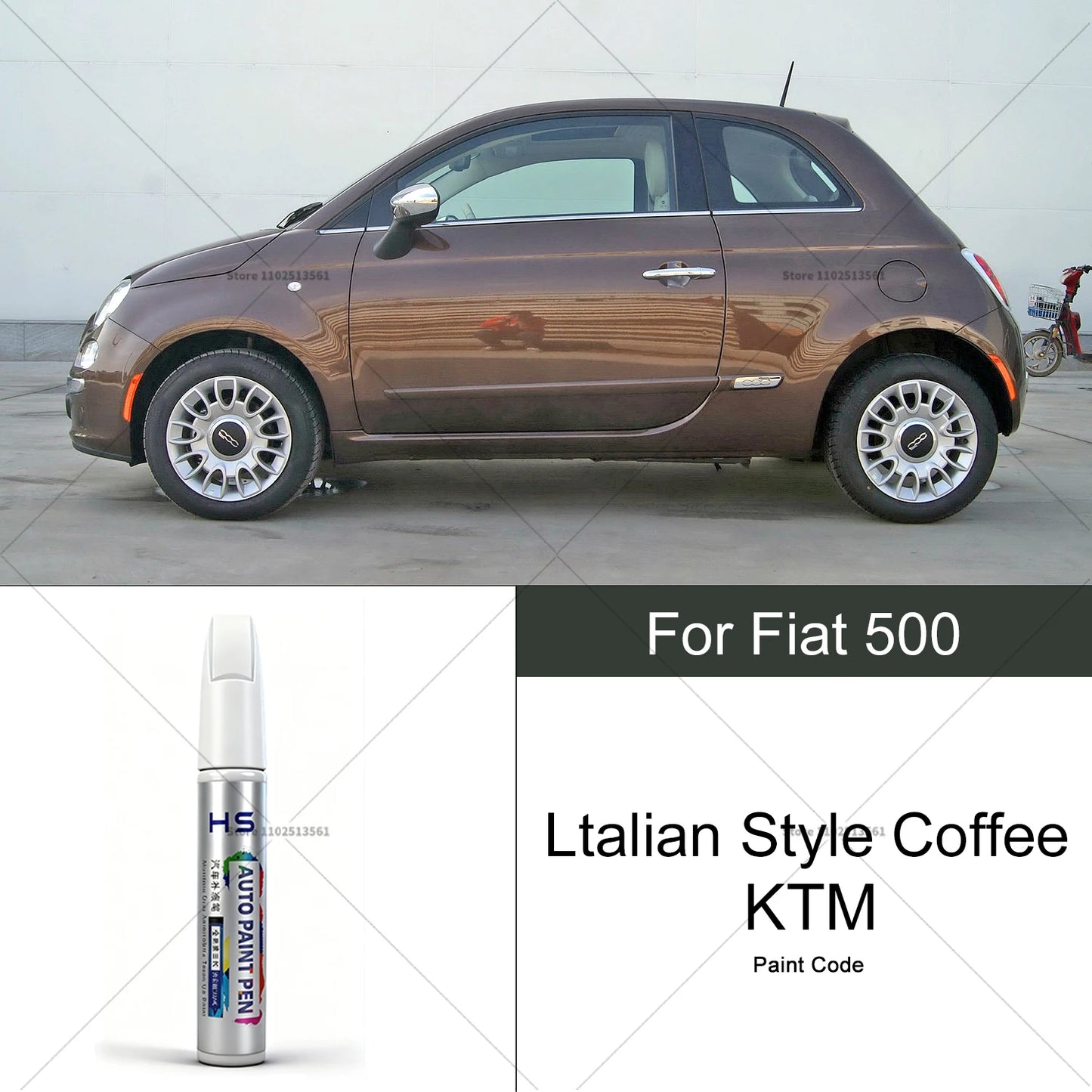 For Fiat 500 Car Paint Repair Pen Touch Up Scratch Remover DIY Auto Accessories Black Red White Silver Grey Yellow Orange Brown