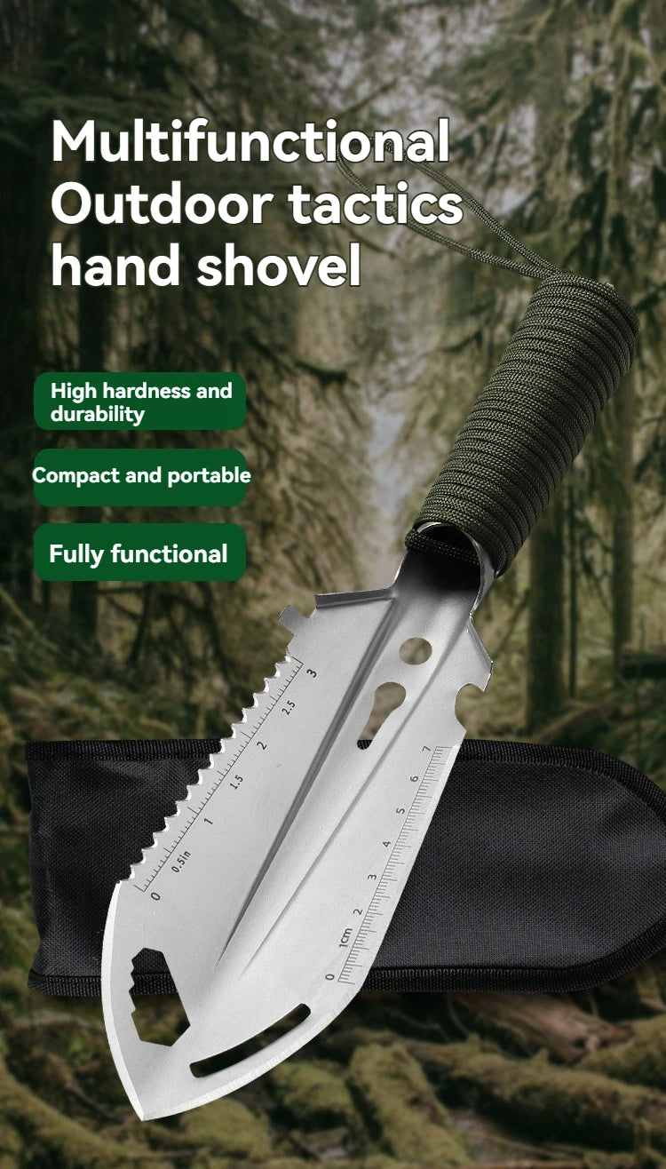 6-in-1 Multifunktionaler Camping-Spaten – Outdoor Überlebenswerkzeug, Edelstahl
