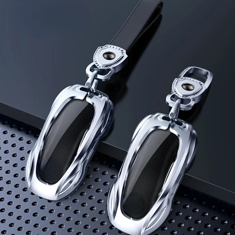 For Tesla Model 3 Y S Model X Zinc Alloy Black Car Key Protection Shell Cartoon Smart Remote Key Cover Car Accessories