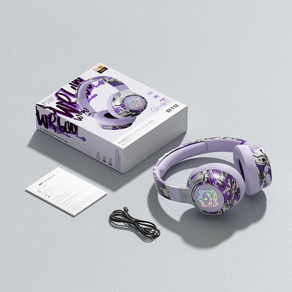 Kablosuz Gaming Kulaklık Bluetooth 5.3 – RGB Işıklı, Düşük Gecikme, Gürültü Önleyici Mikrofonlu