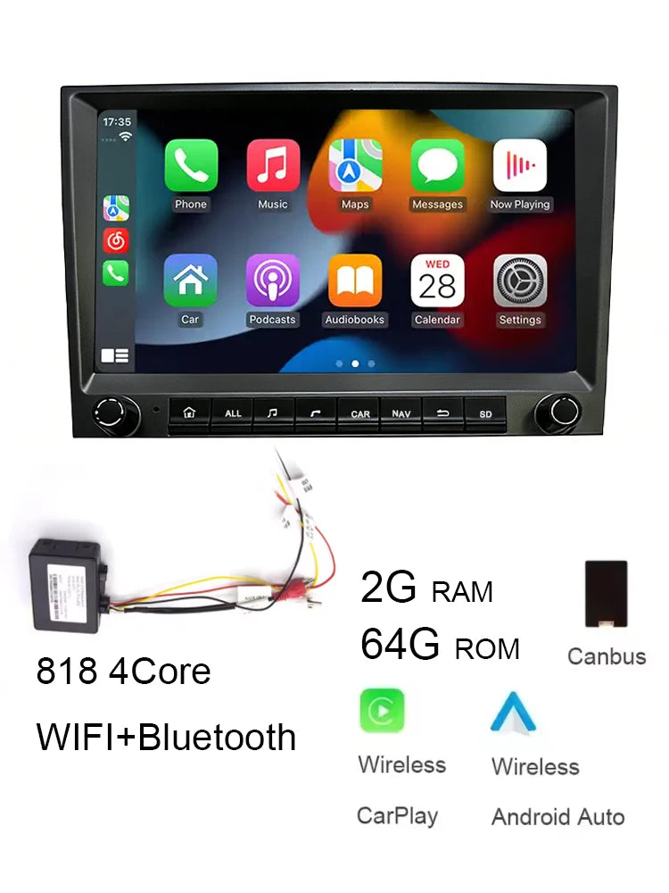 Car radio For Porsche 911 997 987 Cayman Boxster 720P CarPlay 8" gray Android 14.0 Car player  8GB multimedia GPS car stereo