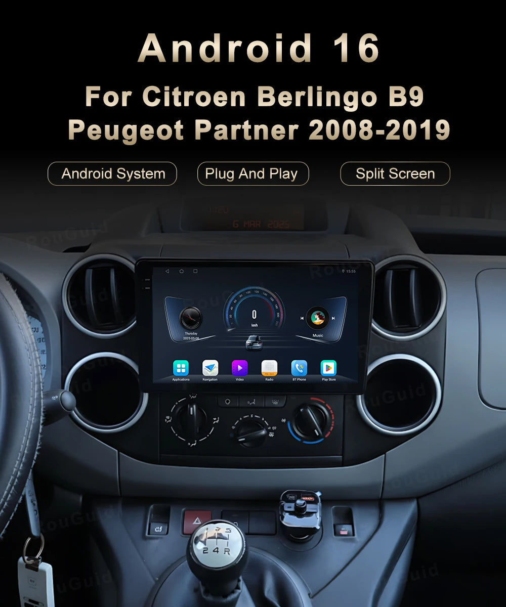 Car Multimedia Radio Player For Citroen Berlingo B9 Peugeot Partner 2008 - 2019 Carplay Auto Navigation GPS Stereo Android 16 BT