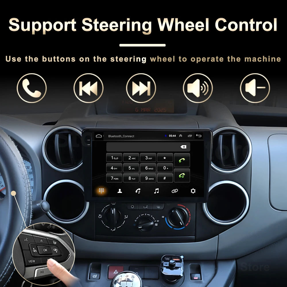 Car Multimedia Radio Player For Citroen Berlingo B9 Peugeot Partner 2008 - 2019 Carplay Auto Navigation GPS Stereo Android 16 BT