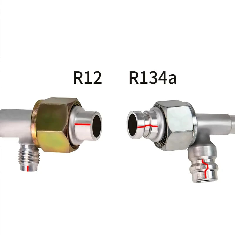 #6 #8 #10 Car Air Conditioning Gas-jet Fittings Aluminium Straight / 90 Degree Joint with Gas filling nozzle fittings R134a Auto