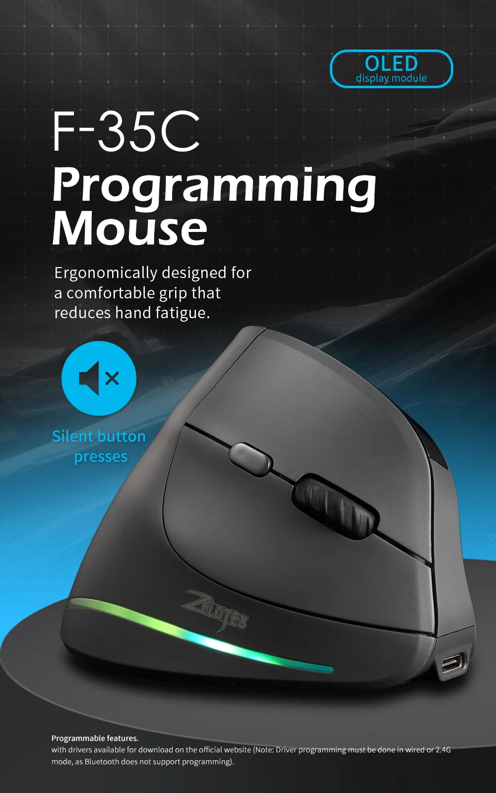 Lefon 2.4G Ergonomik Şarj Edilebilir Kablosuz Dikey Mouse - PC, Laptop ve MacOS Uyumlu (F35C/F35B/F35)