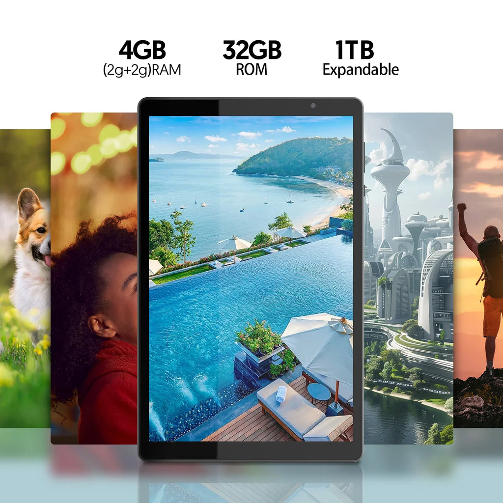 Android 14 Tablet 10 İnç - Dört Çekirdekli İşlemci, 5G WiFi, 4GB RAM + 32GB ROM, 1280x800 Ekran, 6000mAh Pil