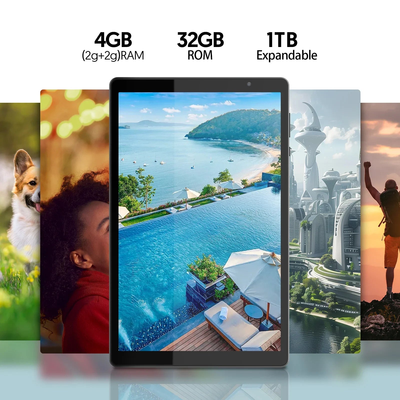 Android 14 Tablet 10 İnç - Dört Çekirdekli İşlemci, 5G WiFi, 4GB RAM + 32GB ROM, 1280x800 Ekran, 6000mAh Pil