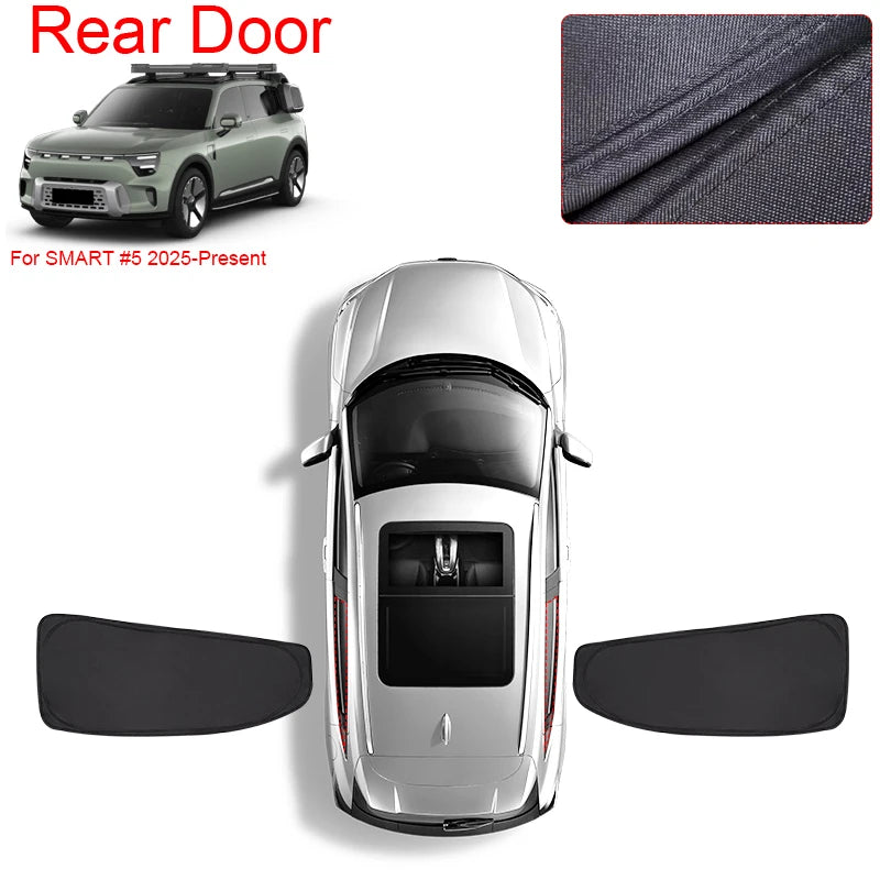 Car Black Windows Privacy Sunshade For SMART #5 2025-Present Anti-UV Heat Insulation Protect Cover Interior Auto Accessories
