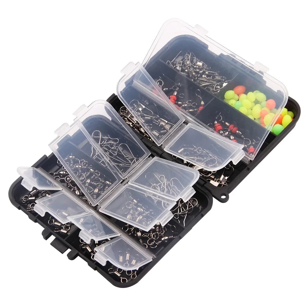 140 Parça Balıkçı Swivel Snap Kiti – Bilyalı Yataklı Fırdöndü, Üçlü Bağlantı ve Klips Seti