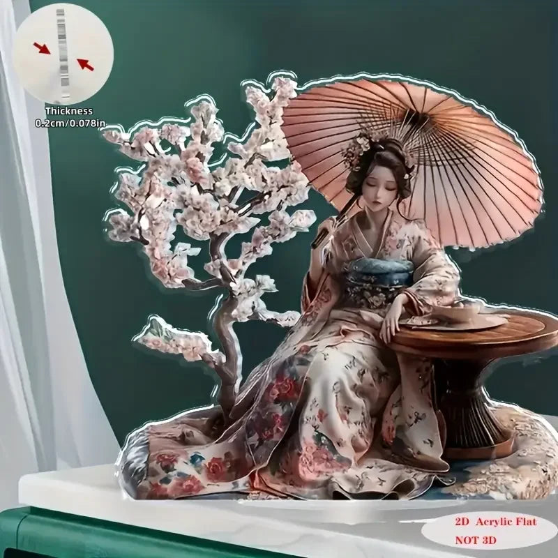 Geisha Dekoratif Süs – Japon Temalı Masa Üstü Sanat Objesi, Ev/Yatak Odası/Ofis Dekorasyonu
