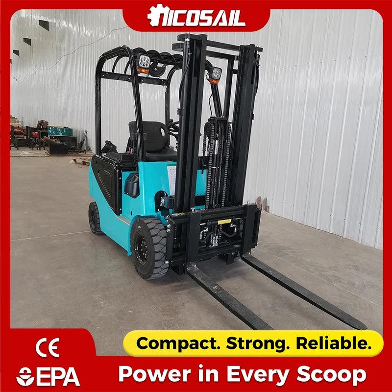 Nicosail 1.5 Ton Small Electric Forklift 3m Lift 2200kg Weight for Narrow Aisle Operation