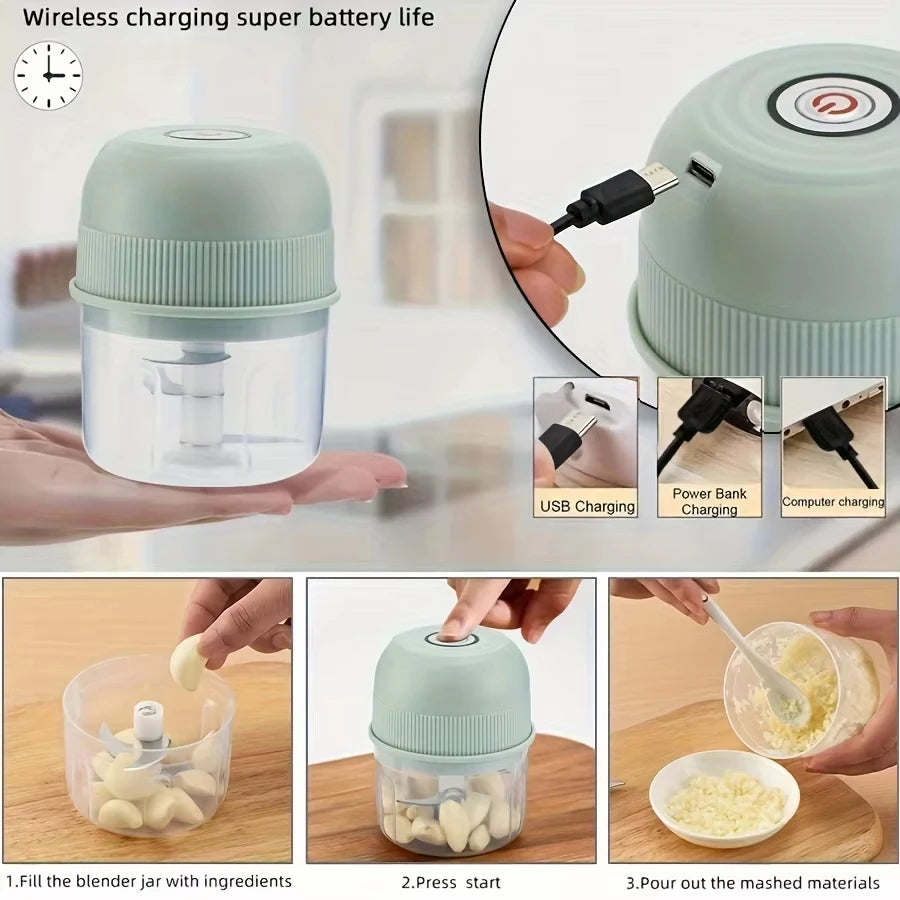 Elektrischer Knoblauch- und Zwiebelhacker 260 ml – 1-Knopf-Bedienung, Multifunktions-Küchenmaschine, Fleischwolf
