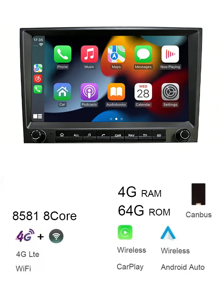 Car radio For Porsche 911 997 987 Cayman Boxster 720P CarPlay 8" gray Android 14.0 Car player  8GB multimedia GPS car stereo