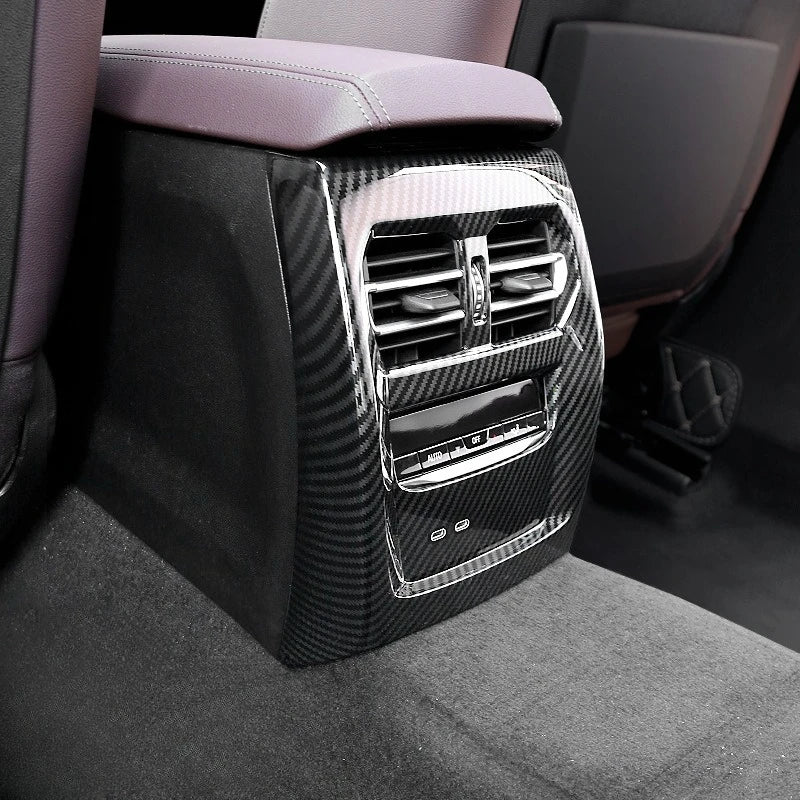 For BMW 3 Series I3 G20 2020-2024 Carbon Fiber Car Rear Air Vent Cover Frame Anti-Kick Panel Trim Interior Car Accessories
