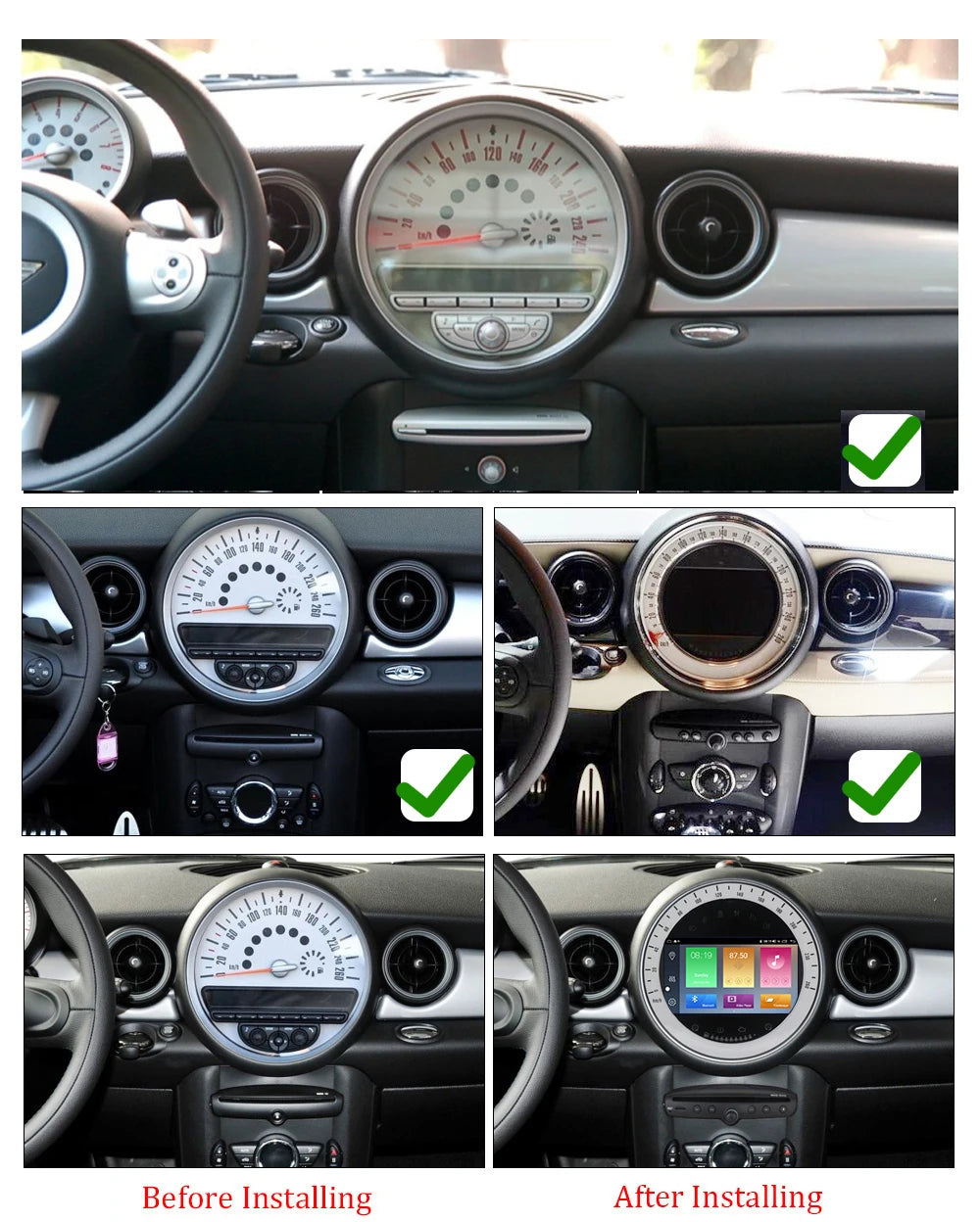 Wireless Carplay DSP 7 " Android 14.0 Car Radio Player multimedia navigation For BMW Mini Cooper R55 R56 R57 R58 R60 2007-2013