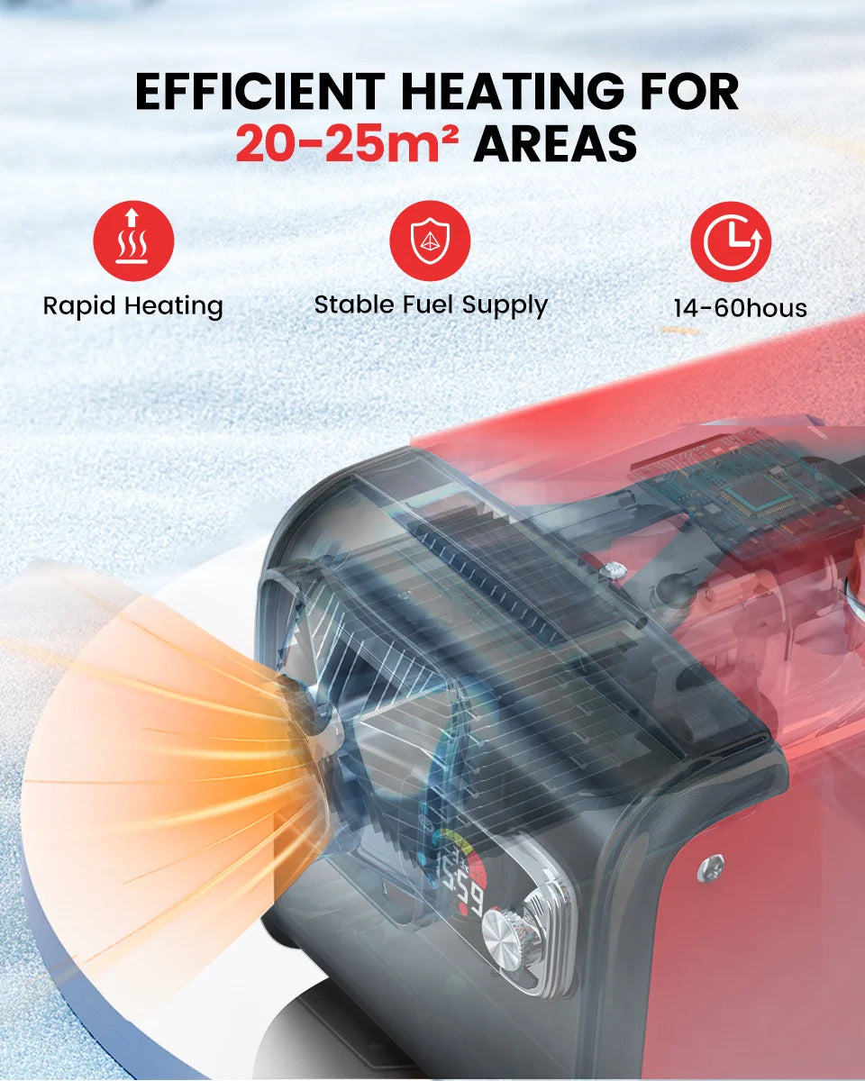 KROAK 5-8KW 12V Diesel Air Heater All in One Car Parking Diesel with LCD Switch For Car Truck Boat RV 24V Parking Diesel Heater