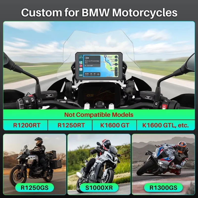 Motorcycle 7 Inch Portable GPS Navigator IP67 Waterproof Android Player HD Display  WiFi 5G Carplay for BMW Motorcycle