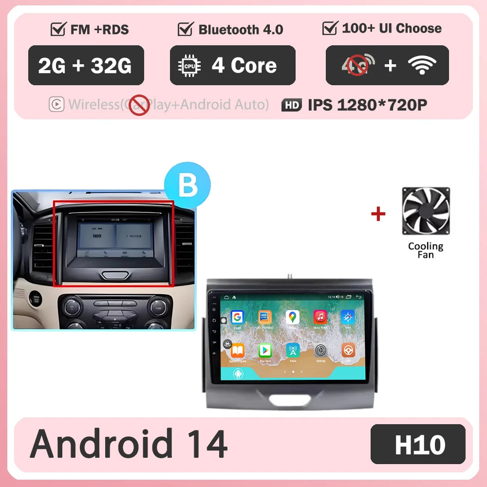 Car GPS Android 16 For Ford Ranger 2015 - 2022 Multimedia Auto Radio Player Navigation Stereo Head Unit No 2din DVD Touch Screen