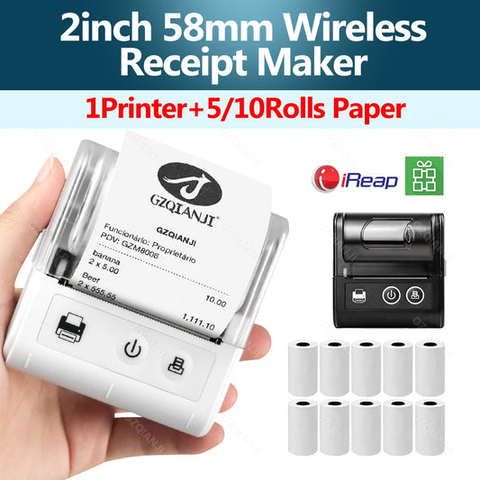 58MM Mini Cep Termal Fiş Yazıcısı - Bluetooth, USB, Kablosuz, Taşınabilir POS Yazıcı - Android/iOS/PC Uyumlu