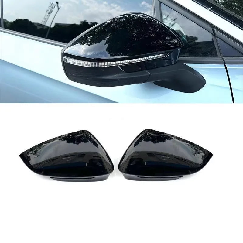 Car Mirror Cover for Audi Q4 e-tron F4 Sportback 2022~2026 ABS Carbon Fiber Black Trim Rearview Mirror Sticker Part Accessories