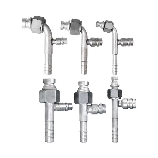 #6 #8 #10 Car Air Conditioning Gas-jet Fittings Aluminium Straight / 90 Degree Joint with Gas filling nozzle fittings R134a Auto