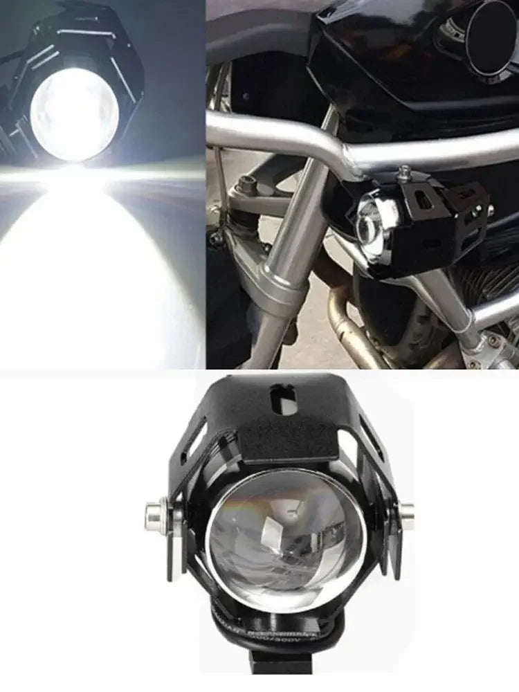 Motorcycle Headlight Fog Lights Super Bright Abgle Eyes Additional Spotlights U7 LED Driving Fog Spot Light with Switch 12V