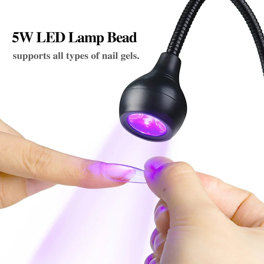5W UV-Gelnagellampe – LED-UV-Licht mit Clip, flexiblem Schlauch, USB-Gel-Nagellacktrockner