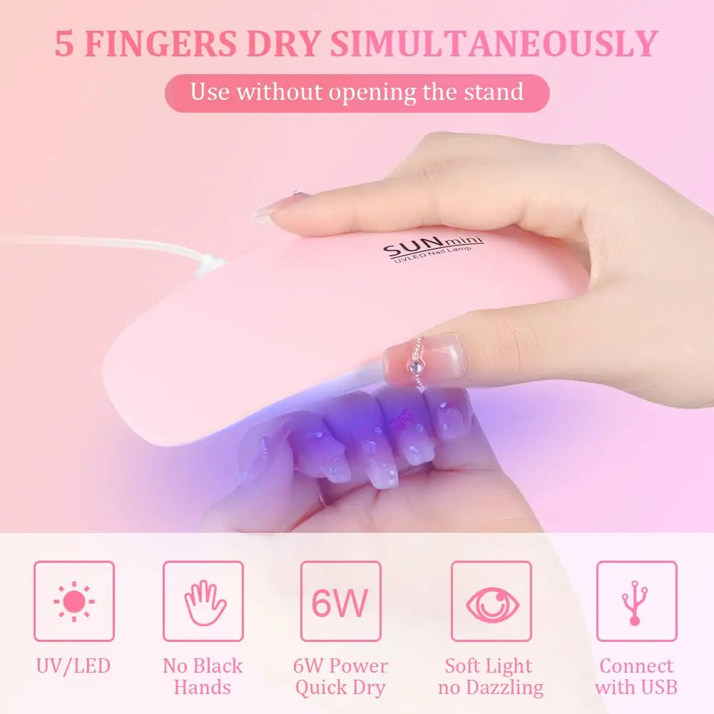 Mini UV LED Tırnak Kurutma Lambası 6W – Taşınabilir Jel Oje Kurutucu, 45s/60s Zamanlayıcı, USB Bağlantılı
