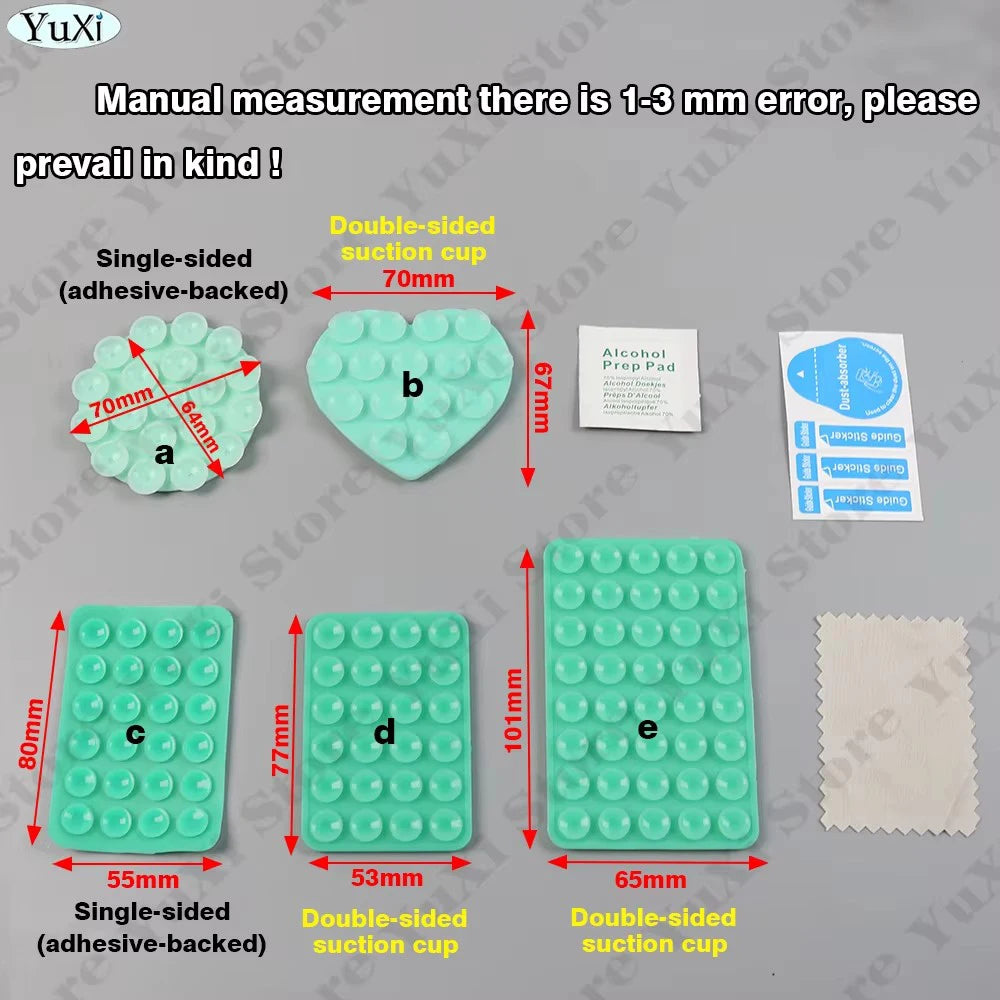 YuXi 5in1 Silikon Vantuz Seti – Tek & Çift Taraflı, Telefon Tutucu, Duvar & Masa Sabitleme