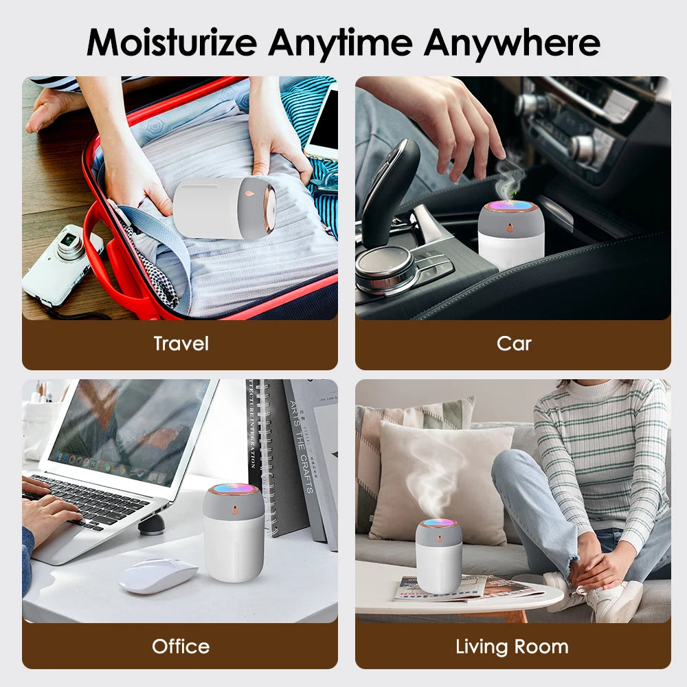Hava Nemlendirici 600ml – Serin Sis Aroma Difüzörü, USB Taşınabilir Ev ve Ofis Humidifier