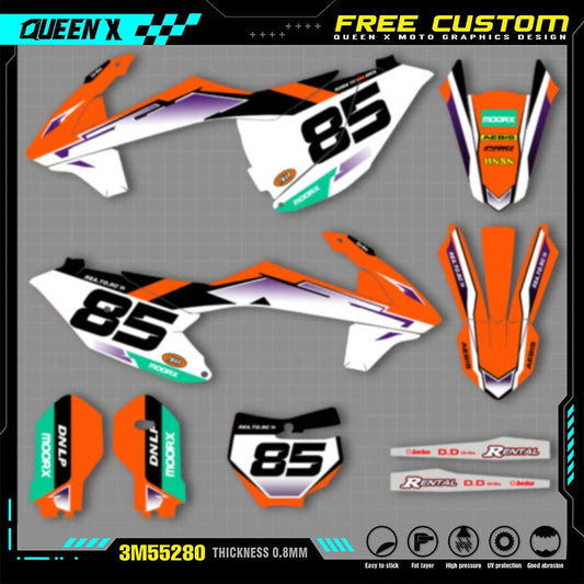 Queen X MOTOR For KTM SX85 SX 85 2018 2019 2020 2021 2022 2023 2024 Custom Motorcross Graphics Background Decal Stickers Kit