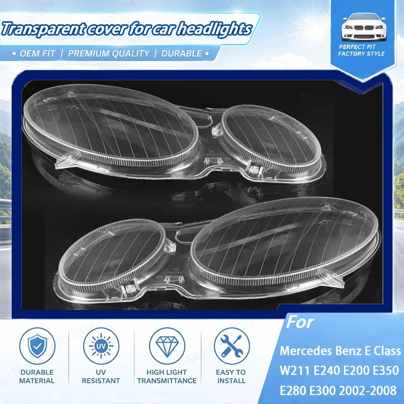 Car Front Headlight Lens Glass Cover For Mercedes Benz E Class W211 E240 E200 E350 E280 E300 2002-2008 Headlamp Lens Cover