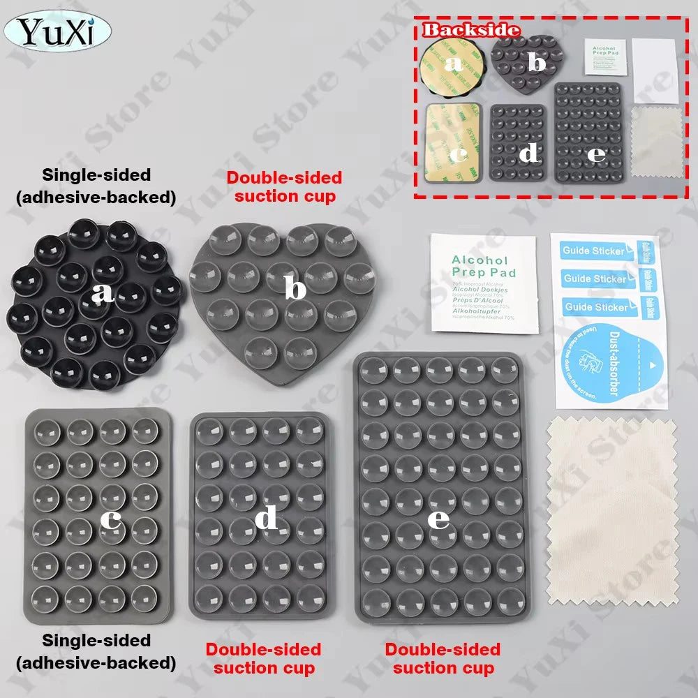YuXi 5in1 Silikon Vantuz Seti – Tek & Çift Taraflı, Telefon Tutucu, Duvar & Masa Sabitleme
