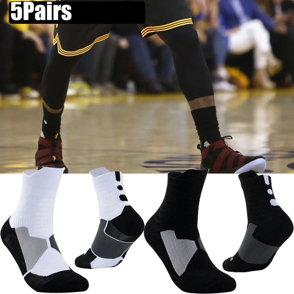 5Pairs Athletic Socks for Men Women Football Basketball Baseball Rugby Soccer Running Hiking Tennis Skateboard