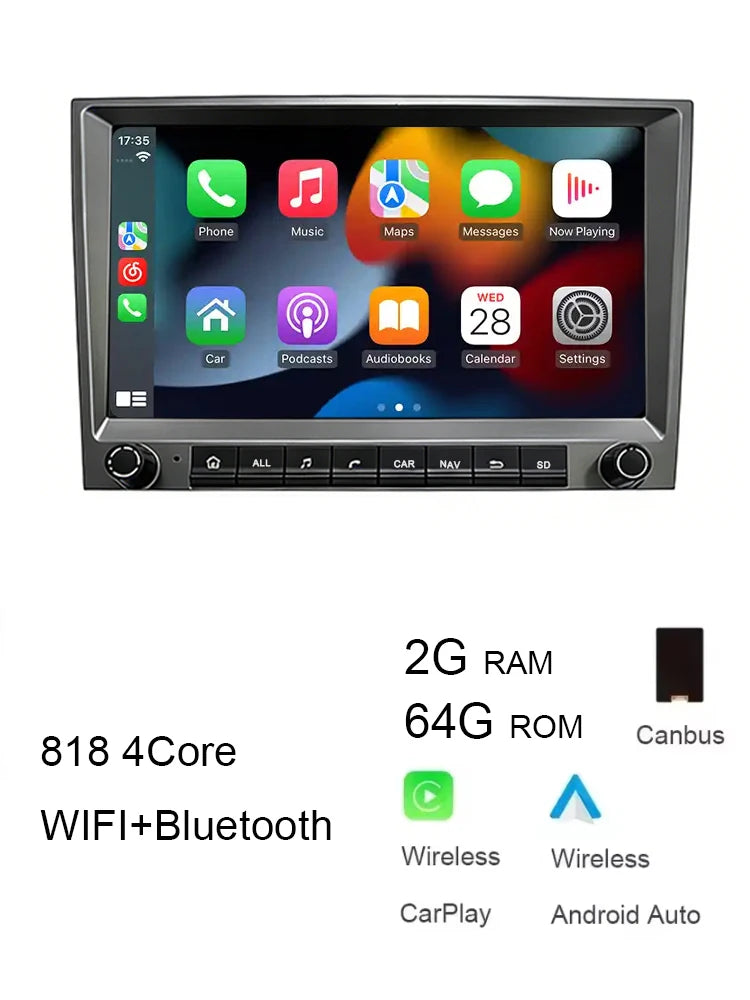 Car radio For Porsche 911 997 987 Cayman Boxster 720P CarPlay 8" gray Android 14.0 Car player  8GB multimedia GPS car stereo