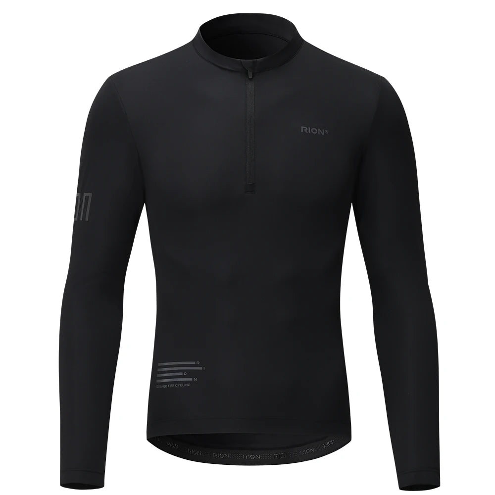 RION Cycling Jersey Men's Bicycle Shirts Half Zipper Long Sleeves Road Bike Clothing Sun Protection UPF 50+ Slim Fit 15℃- 24℃