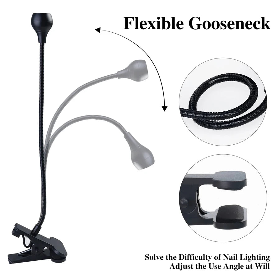 5W UV Jel Tırnak Kür Lambası – Klipsli LED UV Işık, Esnek Tüp, USB Jel Oje Kurutucu